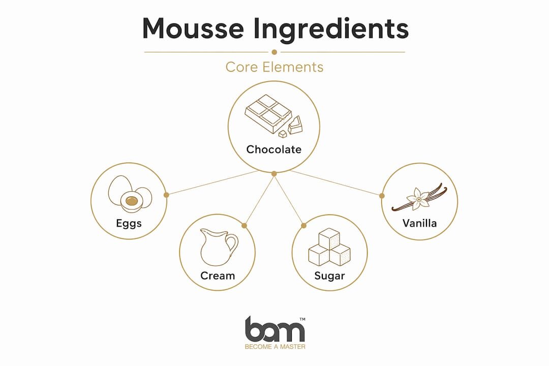 Infografika znázorňující hlavní ingredience čokoládové pěny
