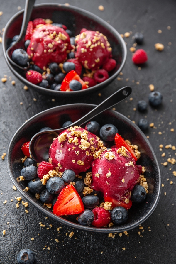 malinový sorbet